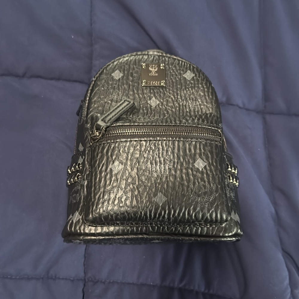 MCM Visetos Side Studs Mini Backpack black